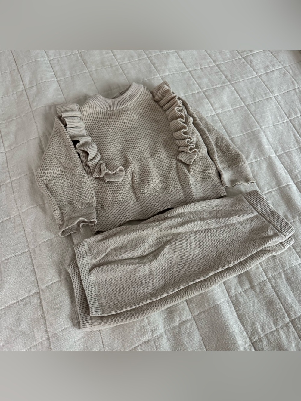 Girls Ruffled Knit Sweater and Pants Set